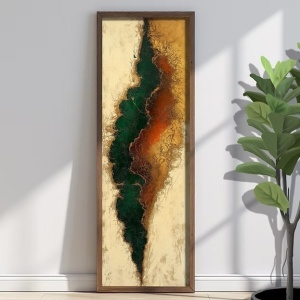 Tablou decorativ Re-Bloom, lemn masiv/MDF, multicolor, 40 x 120 x 3,5 cm - Img 2