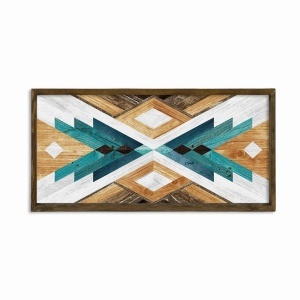 Tablou decorativ Re-Bloom, model geometric, MDF/lemn masiv, multicolor, 120 x 60 cm
