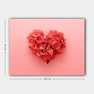 Tablou decorativ Re-Bloom, model inima, panza/lemn, rosu/roz, 70 x 100 cm - Img 3