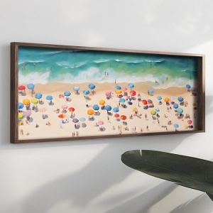 Tablou decorativ Re-Bloom, model plaja, MDF/lemn masiv, multicolor, 40 x 120 x 3,5 cm - Img 3