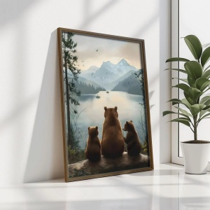 Tablou decorativ Re-Bloom, model ursuleti, MDF/lemn masiv, multicolor, 35 x 47 x 3,5 cm - Img 4