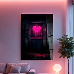 Tablou decorativ Re-Bloom, sticla securizata, negru/roz, 70 x 100 cm - Img 2