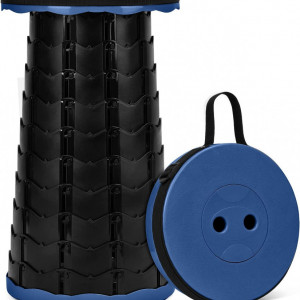 Taburet pliabil telescopic Ekkong, polipropilena, negru/albastru, 24,5 x 45 cm - Img 1