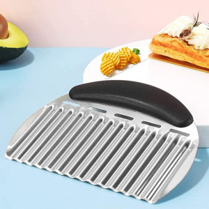 Taietor de legume ondulat Gerhannery, otel inoxidabil/ABS, argintiu/negru, 16,5 x 12 cm - Img 4