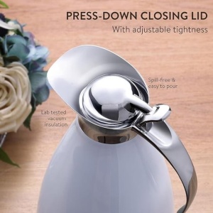 Termos tip carafa Pykal, otel inoxidabil, pereti dubli izolati in vid 24h, 2 L, perie de curatare, albastru, Resigilat, Grad A - Img 3