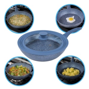 Tigaie tip wok cu capac NutriPan, ecologica, invelis antiaderent, rezistenta la zgarieturi, pentru toate suprafetele de gatit, 28 cm, Resigilat, Grad A - Img 3