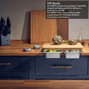 Tocator din Lemn Natural de Bambus, Orient, 2 Recipiente de Detasabile din Otel Inoxidabil, 38.5 x 30 cm, Resigilat, Grad A - Img 3