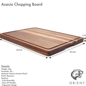 Tocator din Lemn Natural de Salcam, Orient, Canelura pentru scurgerea sucului, 40.5 x 30.5 cm, Resigilat, Grad A - Img 4