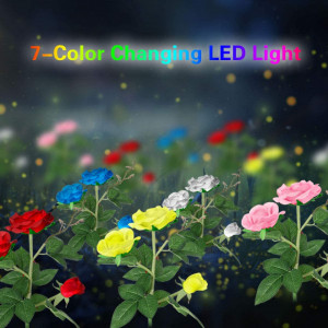 Trandafir Creny, LED, cu incarcare solara, plastic, alb/rosu, 48 cm - Img 4