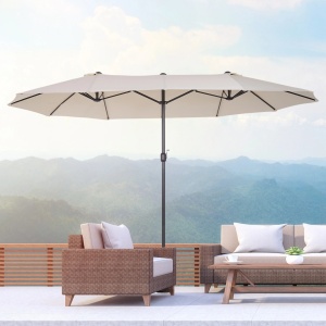 Umbrela de gradina impermeabila anti-UV, otel/poliester/ABS, 460x270x240 cm, tub Ø48mm, 12.5kg, bej - Verificat A · Re-Bloom - Img 2