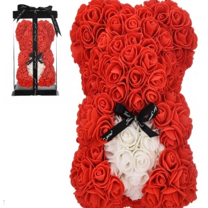 Ursulet de trandafiri RUIWKO, rosu/alb, 25 cm - Img 1