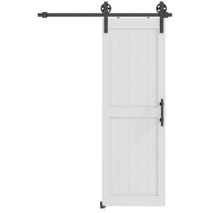 Usa glisanta stil country, sina si maner lemn/otel, MDF, 71.5x213.4cm, Alb/Negru - Verificat A · Re-Bloom