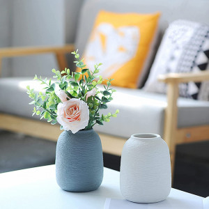Vaza rotunda pentru flori Hewory, ceramica, gri, 14.5X10cm - Img 4