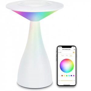Veioza cu touch control compatibila cu Alexa Winees, LED, alb, iluminare multicolor, 30 x 16 cm