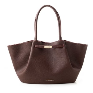Vince Camuto geanta tote piele ecologica, 27x52x13 cm, inchidere capse, detalii aurii, logo, visiniu - Verificat A · Re-Bloom
