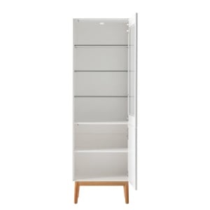 Vitrina LINDHOLM, MDF/ lemn stejar, Alb/Natur, 60 x 40 x 190 cm