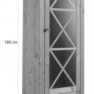 Vitrina Lisa din lemn masiv de pin/metal/MDF, maro, 60 x 35 x 180 cm - Img 2