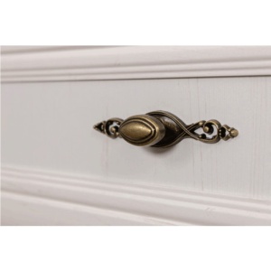 Vitrina living VMW1, 2 usi, 4 polite, Alb Antichizat, 58 x 40 x 193 cm - Img 4