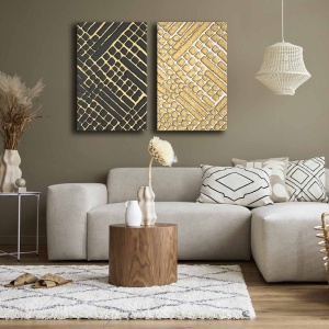 Wallity set 2 tablouri decorative canvas 45x70 cm, panza 100%, rama lemn pin 100%, multicolor - Verificat A · Re-Bloom - Img 3