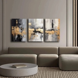 Wallity set 3 tablouri decorative canvas, 3x45x70 cm, dimensiune totala 145x70 cm, panza 100% 2.8mm, rama lemn pin 100%, multicolor - Verificat A · Re-Bloom - Img 3