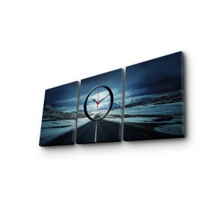 Wallxpert ceas decorativ perete set 3 piese, panza piele caprioara/rama lemn 3cm, 3x28x38 cm, total 90x38 cm, multicolor - Verificat A · Re-Bloom