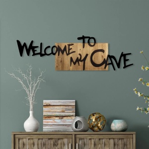 Wallxpert decor de perete metal/lemn, 128x3x39 cm, metal 1.5mm + cadru lemn 3cm, nuc/negru - Verificat A · Re-Bloom - Img 5