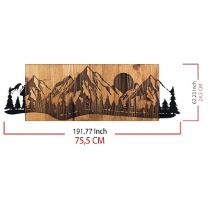 Wallxpert decor de perete metal/lemn, 75.5x24.5 cm, metal 1.2mm + cadru lemn 3cm, negru/nuc - Verificat A · Re-Bloom - Img 5