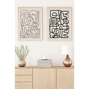 Wallxpert set 2 tablouri decorative cu rama, 2x50x70 cm, MDF 3mm, cadru lemn masiv 2.5 cm, multicolor - Verificat A · Re-Bloom - Img 2
