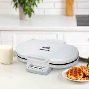 Aparat de facut gofre Heinner HWF-F14002WH, Putere 1400W, Termostat ajustabil Depozitare verticala, Alb - Img 3