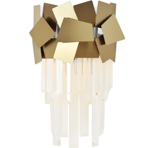 Aplica de perete Eurostil, metal/sticla, auriu/transparent, 34 x 11 cm - Img 1