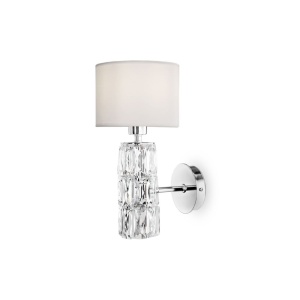 Aplica de perete Lund, metal/textil, crom/alb, 19 x 15 x 31 cm