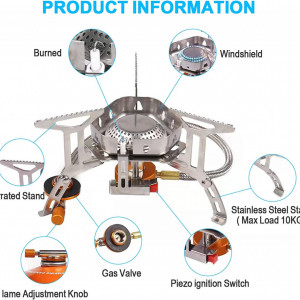 Aragaz de camping Ndaabaer, aliaj de aluminiu/otel inoxidabil/cupru, argintiu, 15 x 8 cm - Img 3