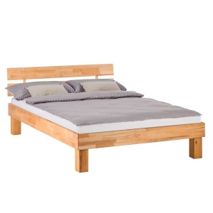 AresWOOD II cadru pat 180x200 cm, lemn masiv fag uleiat, inaltime 75 cm, fara somiera, natur - Verificat A · Re-Bloom - Img 1