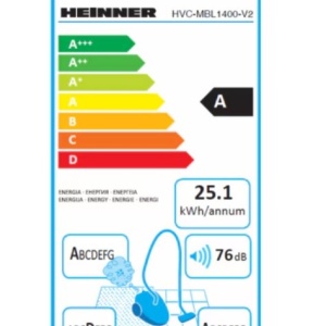 Aspirator cu sac Heinner HVC-MBL1400-V2, 700 W, sac textil, 3 L, putere variabila, HEPA 12, tub telescopic metalic, Albastru, RESIGILAT, 1 AN GARANTIE - Img 3