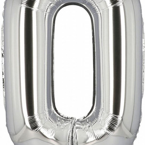 Balon aniversar Maxee, cifra 0, argintiu, 80 cm