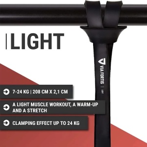 Banda elastica lunga VIA FORTIS, Ultra Light, de rezistenta, premium, ghid de exerciti, geanta depozitare, pentru fitness, antrenament, Negru, 7-24 Kg, Resigilat, Grad A - Img 3