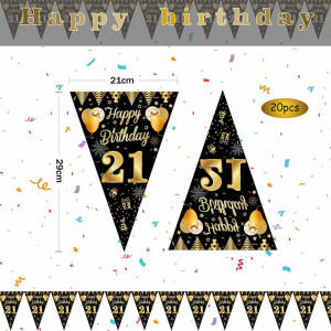 Banner pentru aniversare 21 ani Colmanda, negru/auriu, 21 x 29 cm - Img 5