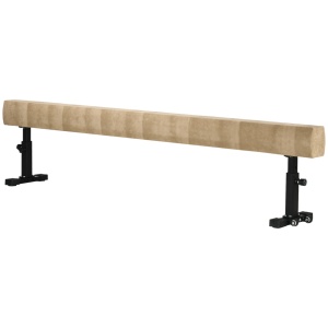 Barna de echilibru reglabila 226x31x59 cm, 3 inaltimi reglabile, acoperire catifea poliester, cadru otel, lemn de fag, 60 kg, maro - Verificat A · Re-Bloom
