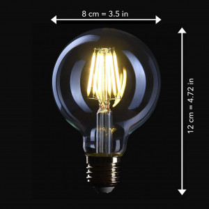 Bec decorativ LED E27CROWN, sticla, 4W, 230V, lumina alb cald, 12 x 8 cm - Img 4