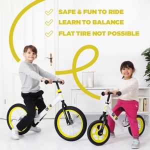 Bicicleta fara pedale copii 16 inch, 5-9 ani, roti cu disc siguranta, Galben/Alb/Negru - Verificat A · Re-Bloom - Img 5