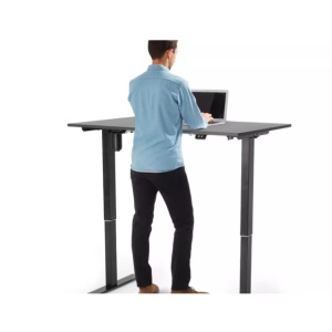 Birou Electric Standwalk, Reglabil pe inaltime, Alimentare prin cablu 24W, Cadru solid din otel, Blat din lemn cu finisaj melaminat 1.8 cm, Rezistent la zgarieturi, 120x60cm, Negru - Img 6