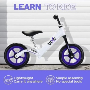 Bixe bicicleta fara pedale, cadru aluminiu, roti 12 inch, varsta 2-5 ani, alb/mov - Verificat A · Re-Bloom - Img 2