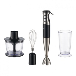 Blender de mana Heinner HB-1000XBK, 1000W, Viteza variabila, Tocator, Tel, Cana de mixat, Negru/inox