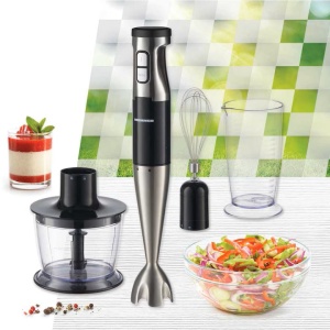 Blender de mana Heinner HB-1000XBK, 1000W, Viteza variabila, Tocator, Tel, Cana de mixat, Negru/inox - Img 2