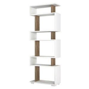 Bonami etajera de carti 60x19.5x165 cm, 6 rafturi, PAL acoperire melaminata 18mm, alb si maro - Verificat A · Re-Bloom