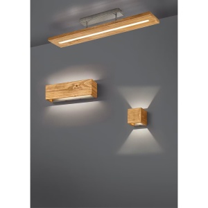 Brad I aplica perete LED 11x11x11 cm, 430lm 3000K 50000h, cadru aluminiu mat, lemn natur, dimabila - Verificat A · Re-Bloom - Img 2