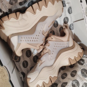 Buffalo, Pantofi sport de piele ecologica si material textil Trail One, Bej deschis, 37, Resigilat, Grad A - Img 2