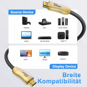 Cablu HDMI 2.1 Fatorm, 8K, negru/auriu, 3 m - Img 2