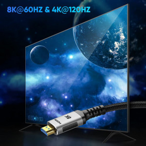 Cablu HDMI 2.1 SNOWKIDS, nailon/aliaj de aluminiu, gri/negru, 2 m, 8K - Img 5