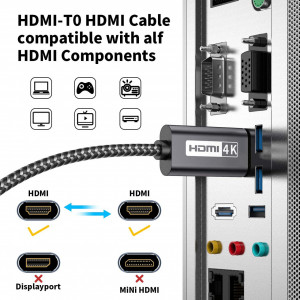 Cablu HDMI 4 K PIPIKA, 60 Hz, nailon/plastic/metal, gri/negru, 2 m - Img 6